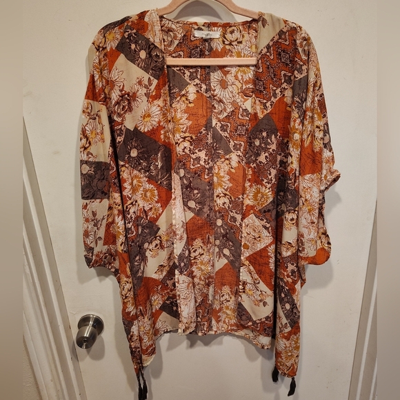 Maurices Multi Print Chiffon Open Front Cardigan Kimono One Size -Boho Festival - Picture 1 of 6